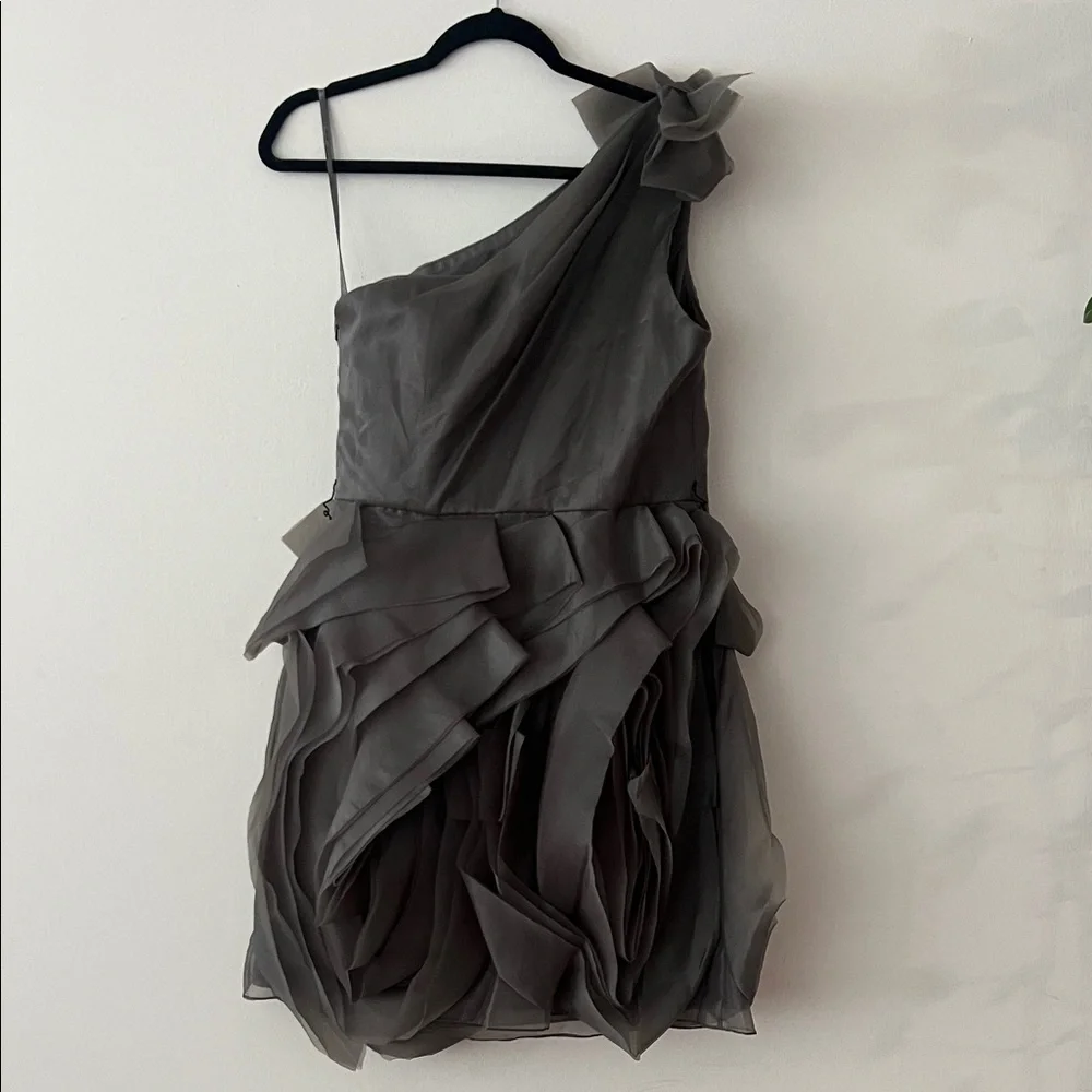 White by Vera Wang Charcoal One-Shoulder Dress - Picture 4 of 4